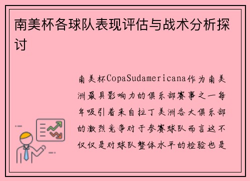南美杯各球队表现评估与战术分析探讨