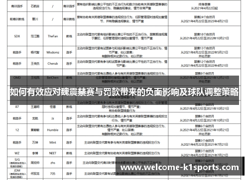 如何有效应对魏震禁赛与罚款带来的负面影响及球队调整策略
