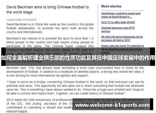如何全面解析建业俱乐部的性质功能及其在中国足球发展中的作用