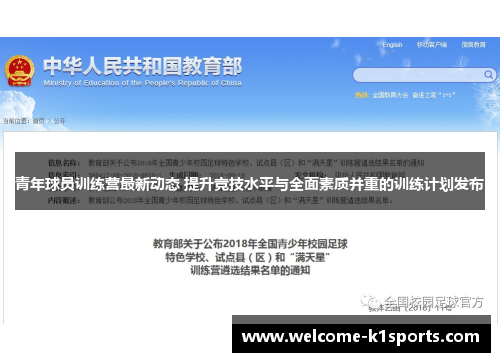 青年球员训练营最新动态 提升竞技水平与全面素质并重的训练计划发布 青年球员训练营最新动态 提升竞技水平与全面素质并重的训练计划发布